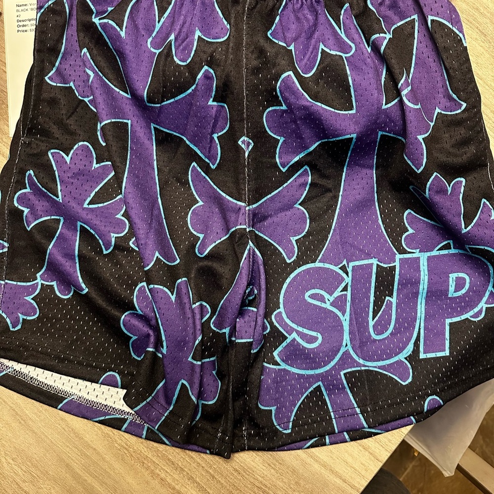 Purple and Black Graphic SUP Shorts